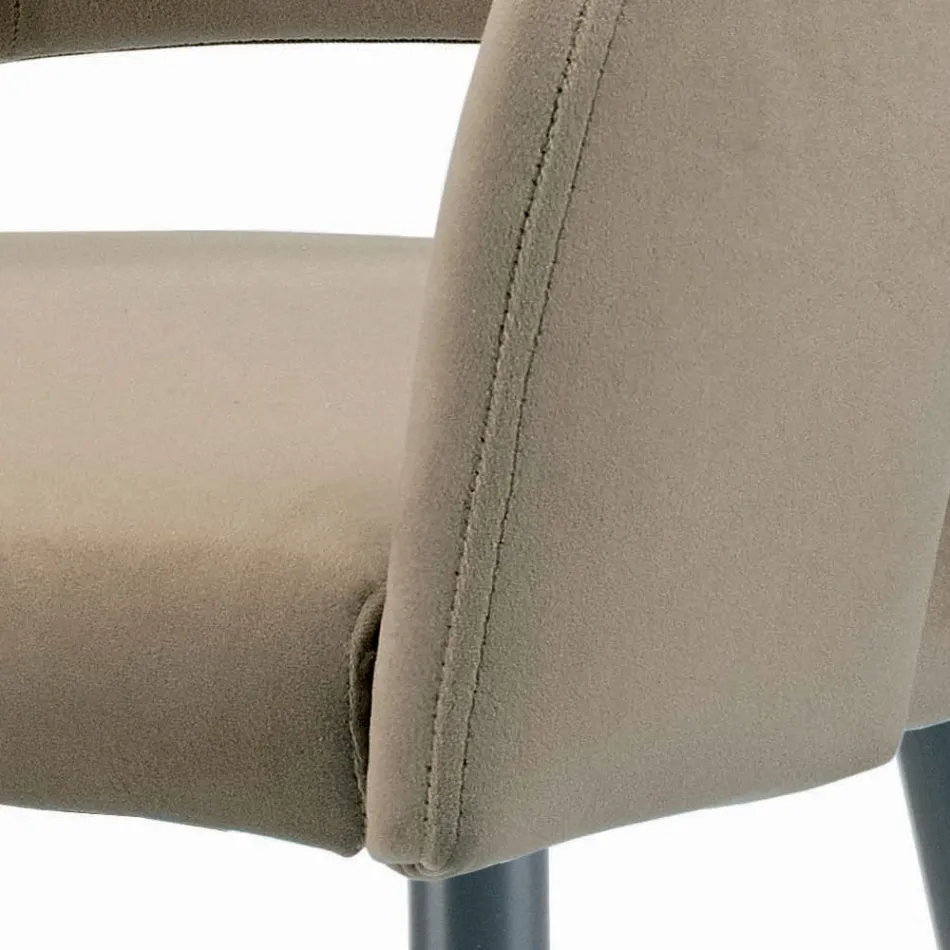 Taburete fijo con asiento de terciopelo y base de acero Made in Italy - Alassio Viadurini