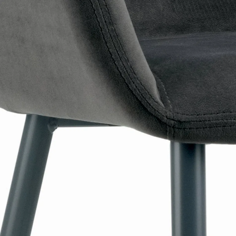 Taburete fijo con asiento tapizado y base de acero Made in Italy - Arona Viadurini