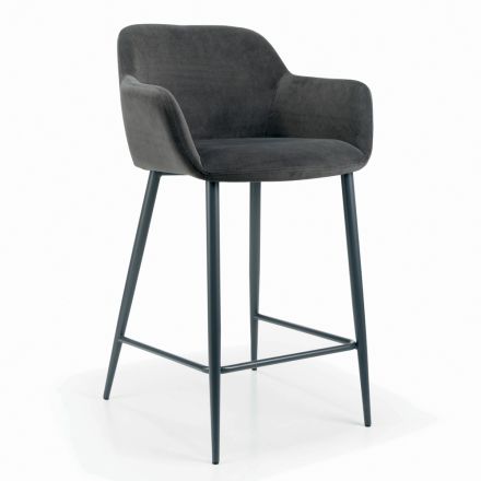 Taburete fijo con asiento tapizado y base de acero Made in Italy - Arona Viadurini