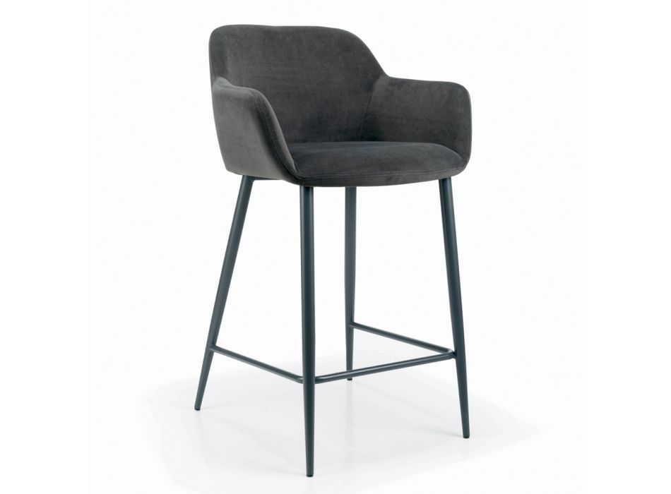 Taburete fijo con asiento tapizado y base de acero Made in Italy - Arona Viadurini