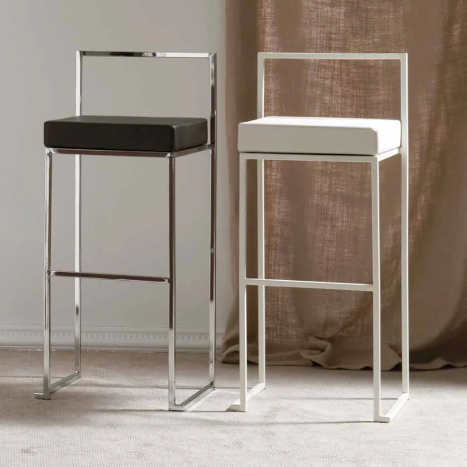 Taburete fijo en ecopiel, diseño moderno Al.65 cm - Alina Viadurini