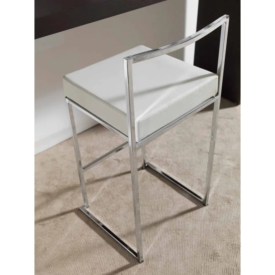 Taburete fijo en ecopiel, diseño moderno Al.65 cm - Alina Viadurini