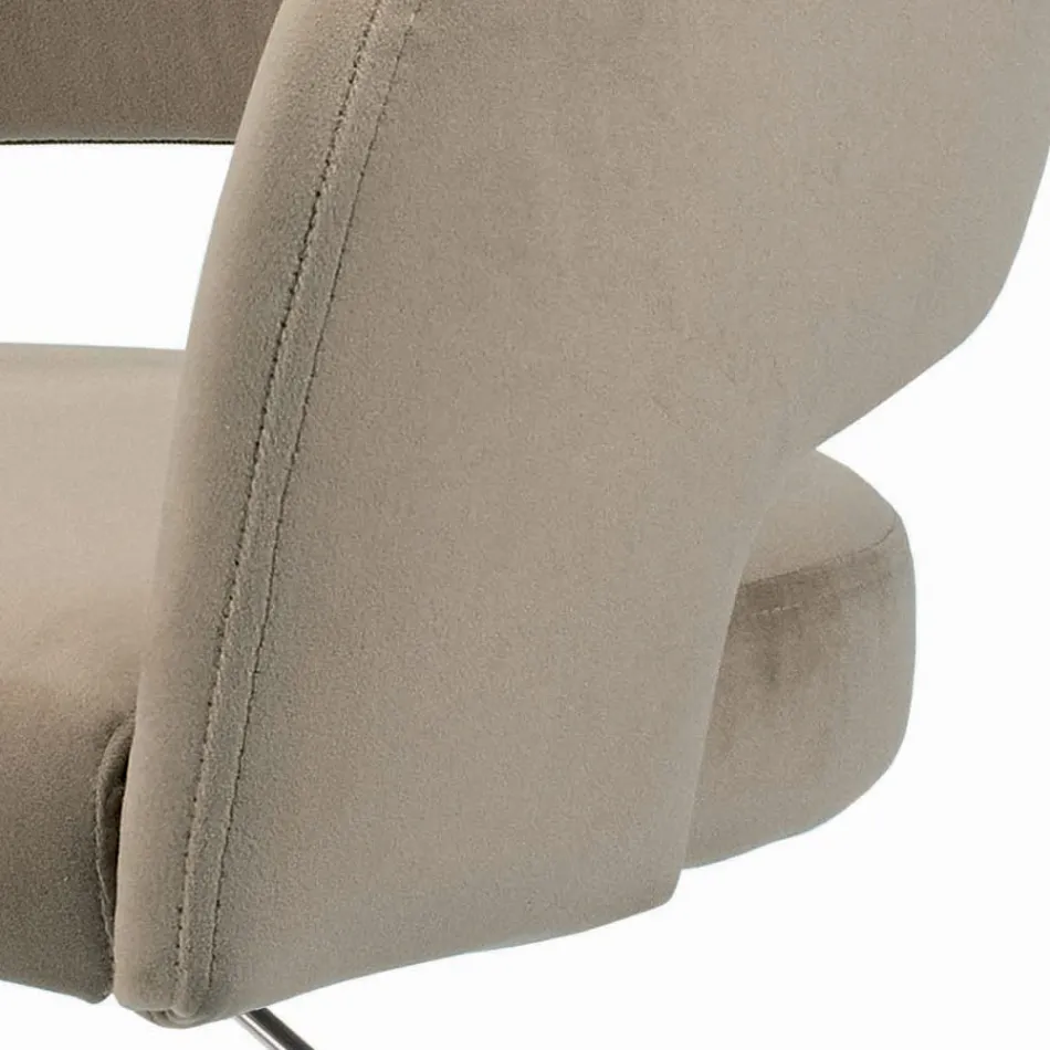 Taburete giratorio y regulable en altura en terciopelo y acero - Alassio Viadurini