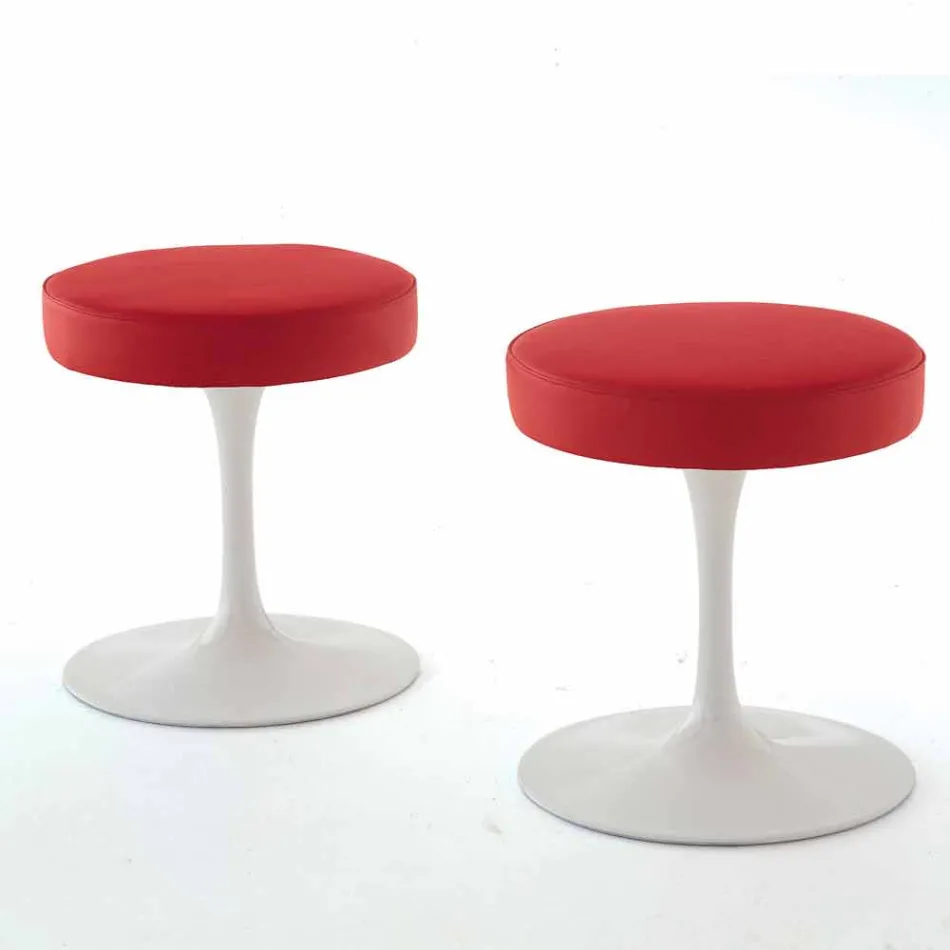 Taburete giratorio de aluminio lacado con asiento de cuero Made in Italy - Dacia Viadurini