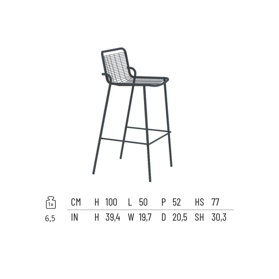 Taburete de exterior apilable en metal Made in Italy 2 piezas - Vikas Viadurini