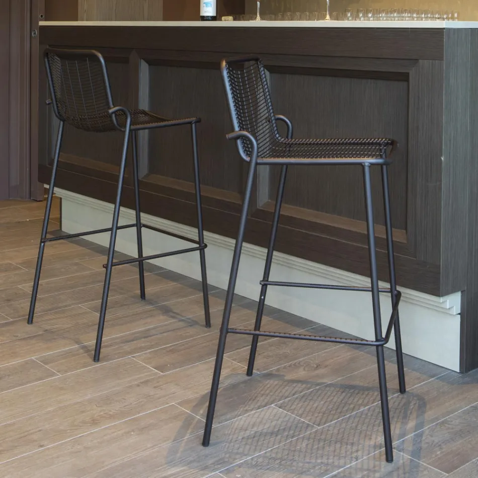 Taburete de exterior apilable en metal Made in Italy 2 piezas - Vikas Viadurini