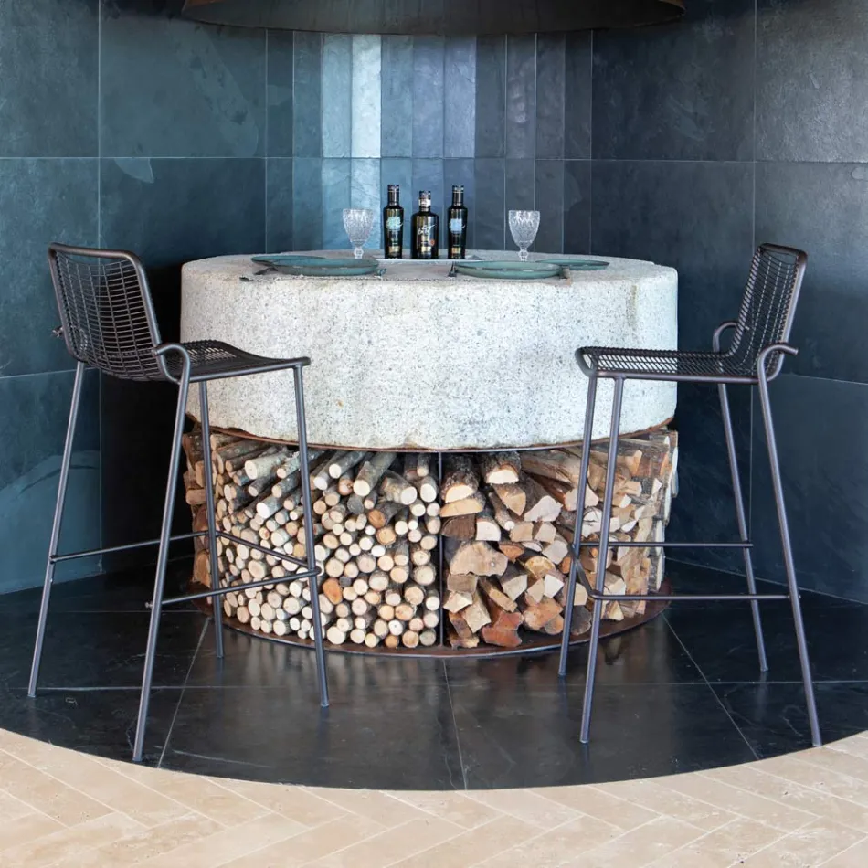 Taburete de exterior apilable en metal Made in Italy 2 piezas - Vikas Viadurini