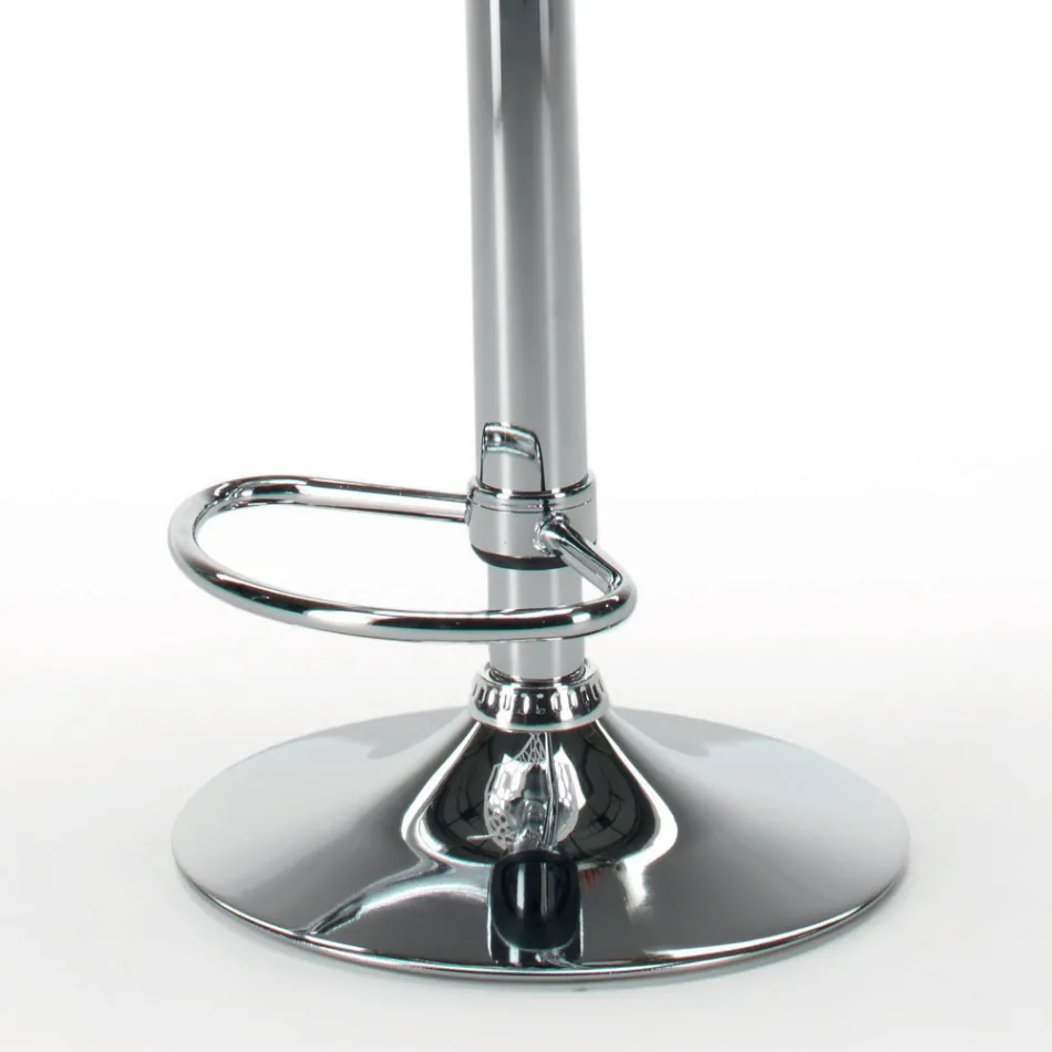 Taburete en ecopiel y acero con elevación a gas Made in Italy - Lorenza Viadurini