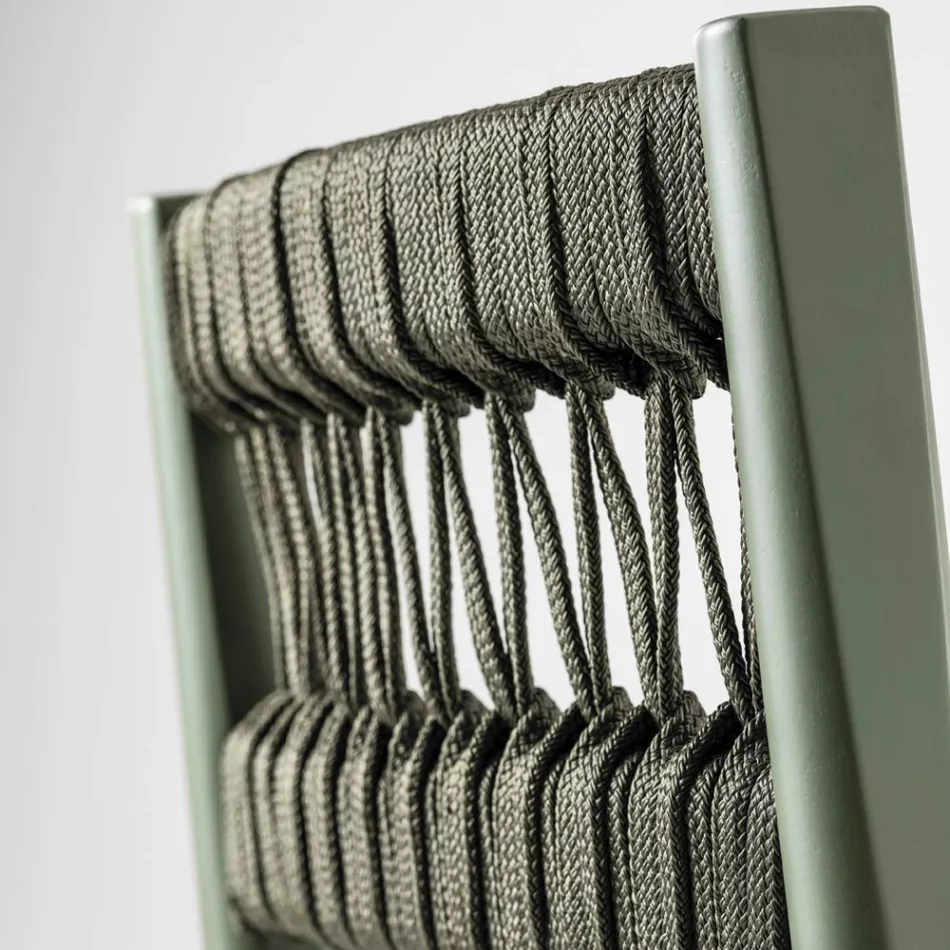 Taburete de haya maciza con tejido de cuerdas de colores Made in Italy - Nora Viadurini