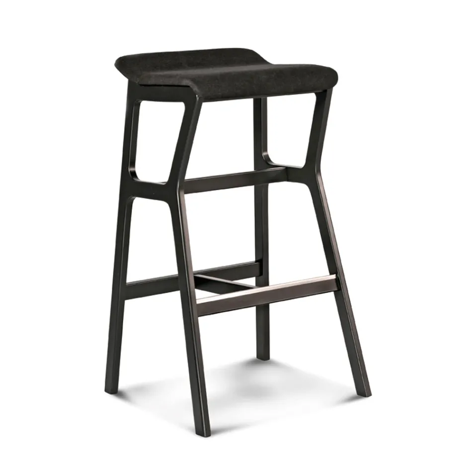 Taburete de haya maciza con asiento de tela Made in Italy - Regensburg Viadurini