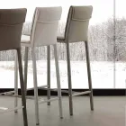Taburete moderno en metal y acero y cuero ecológico fabricado en Italia Prato Viadurini