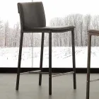 Taburete moderno en metal y acero y cuero ecológico fabricado en Italia Prato Viadurini
