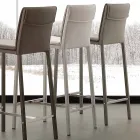 Taburete moderno en metal y acero y cuero ecológico fabricado en Italia Prato Viadurini