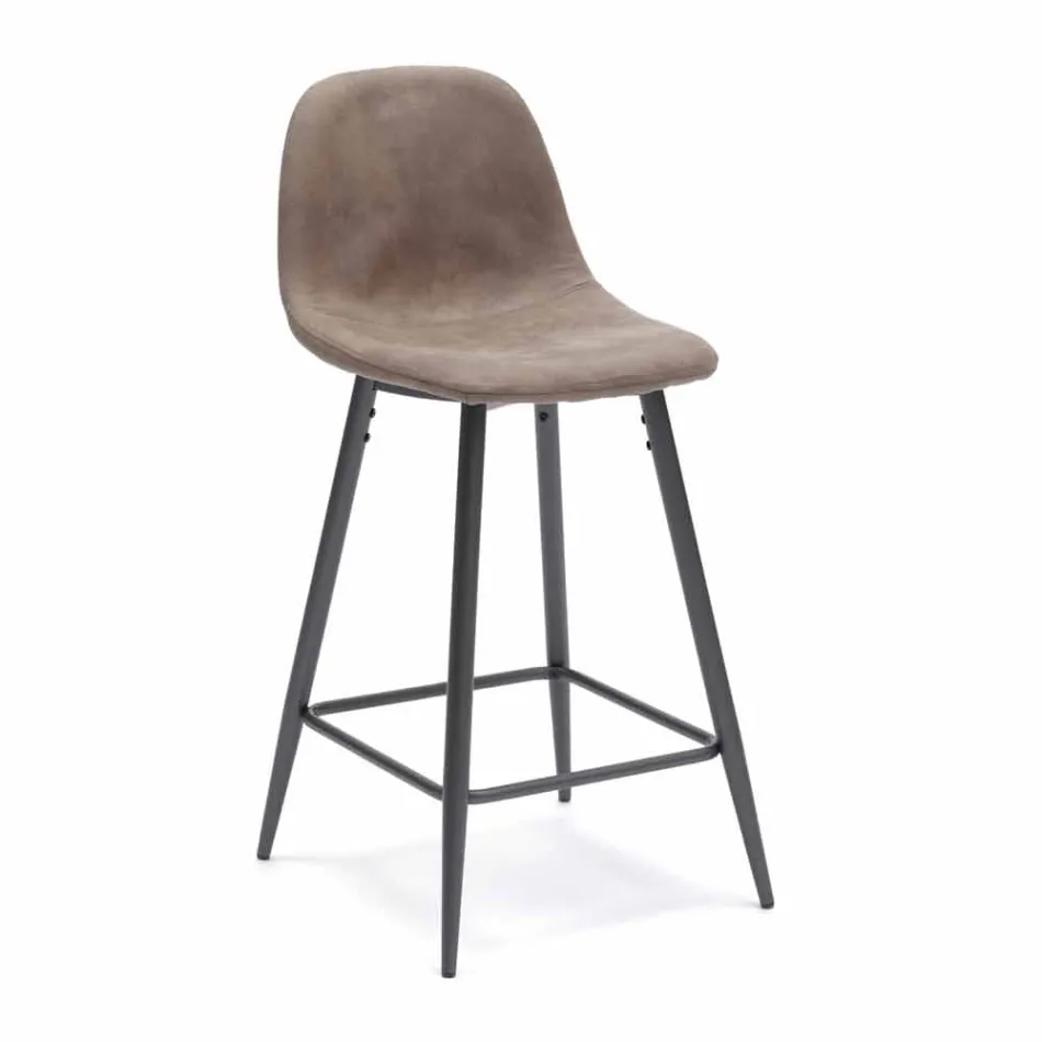 Gino diseño moderno de cuero y taburete de metal Viadurini