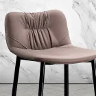 Taburete en tejido de fibra efecto piel y metal Made in Italy - Gohan Viadurini