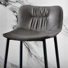 Taburete en tejido de fibra efecto piel y metal Made in Italy - Gohan Viadurini