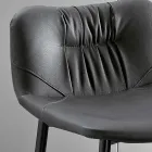 Taburete en tejido de fibra efecto piel y metal Made in Italy - Gohan Viadurini