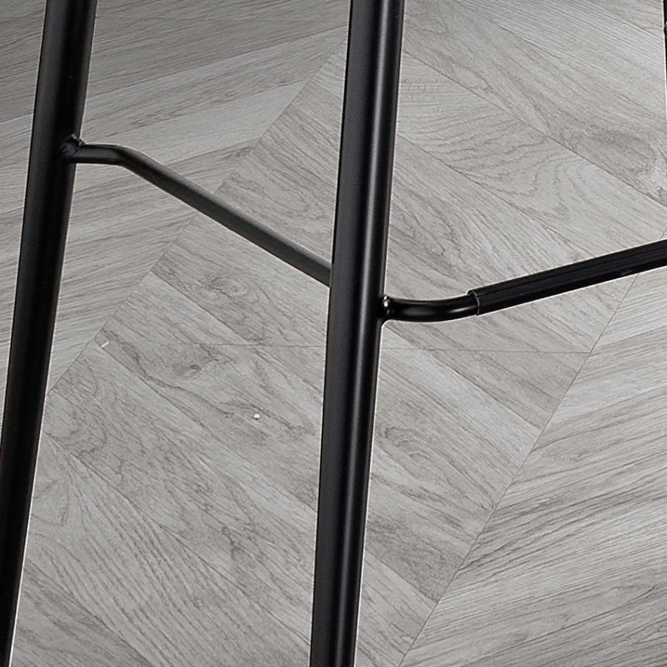 Taburete en tejido de fibra efecto piel y metal Made in Italy - Gohan Viadurini