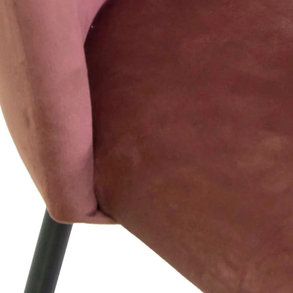 Taburete de terciopelo con estructura de metal en diferentes acabados - Penna Viadurini