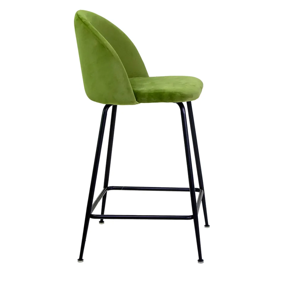 Taburete de terciopelo con estructura de metal en diferentes acabados - Penna Viadurini