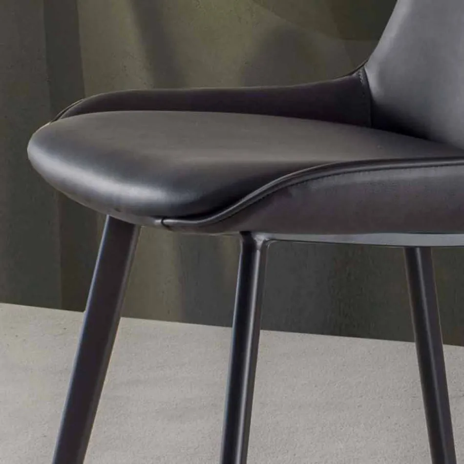 Taburete moderno H 80 cm, asiento en ecopiel nabuk - Ines Viadurini