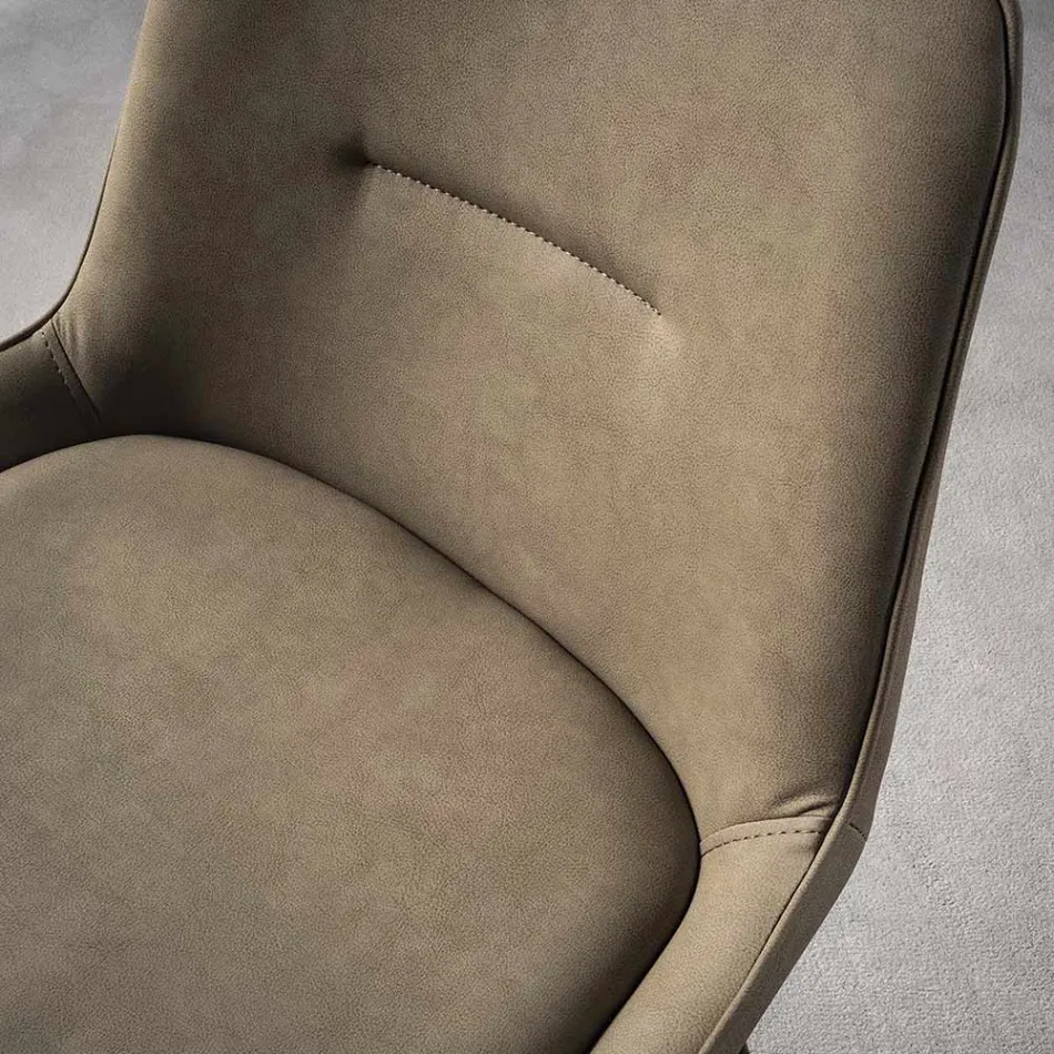 Taburete moderno H 80 cm, Asiento en cuero ecológico Nabuk - Ines Viadurini