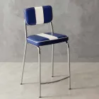 Taburete estilo años 50 en ecopiel con banda central blanca Banda Viadurini