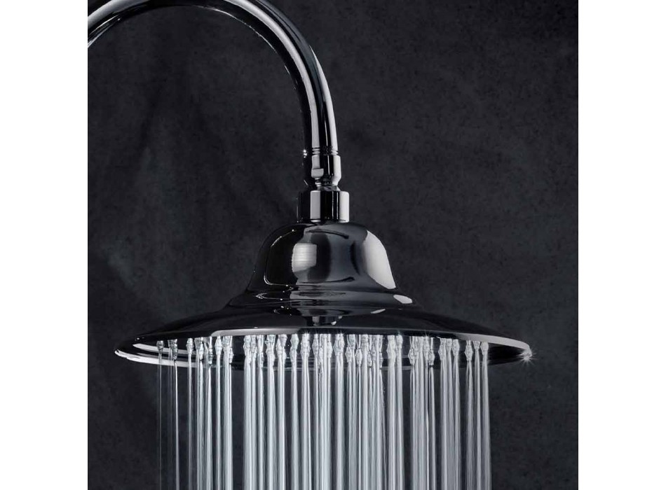 Cabezal de ducha clásico de acero con brazo de ducha de latón Made in Italy - Jeko Viadurini
