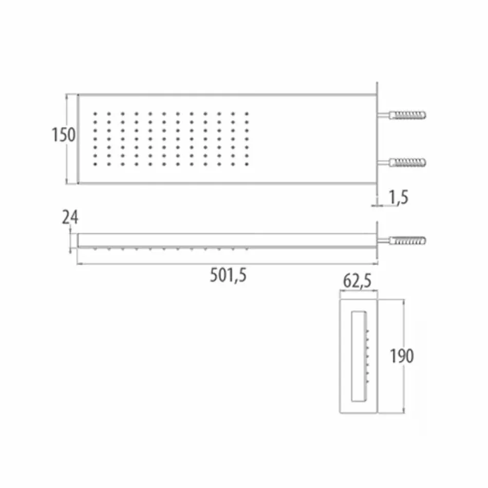 Cabezal de ducha de pared de acero inoxidable con lluvia Made in Italy - Net Viadurini
