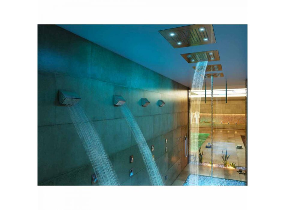 Cabezal de ducha moderno de cuatro funciones y terapia de colores Dream Viadurini
