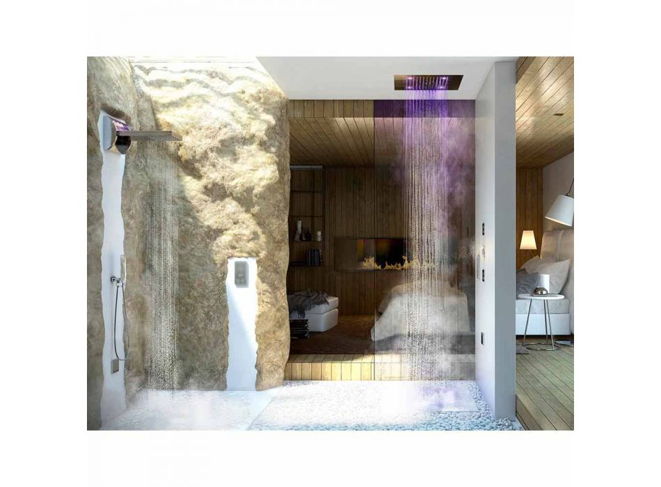 Cabezal de ducha moderno de cuatro funciones y terapia de colores Dream Viadurini