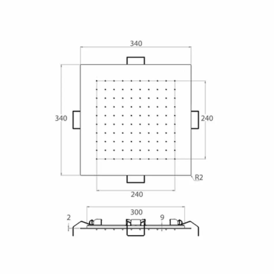 Cabezal de ducha de techo cuadrado en acero Made in Italy - Almidón Viadurini