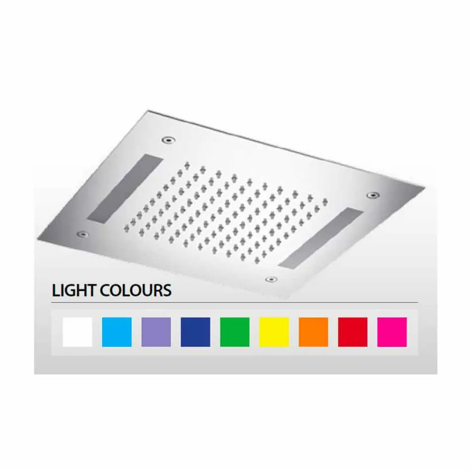 Cabezal de ducha cuadrado de acero inoxidable con cromoterapia Made in Italy - Bilbo Viadurini