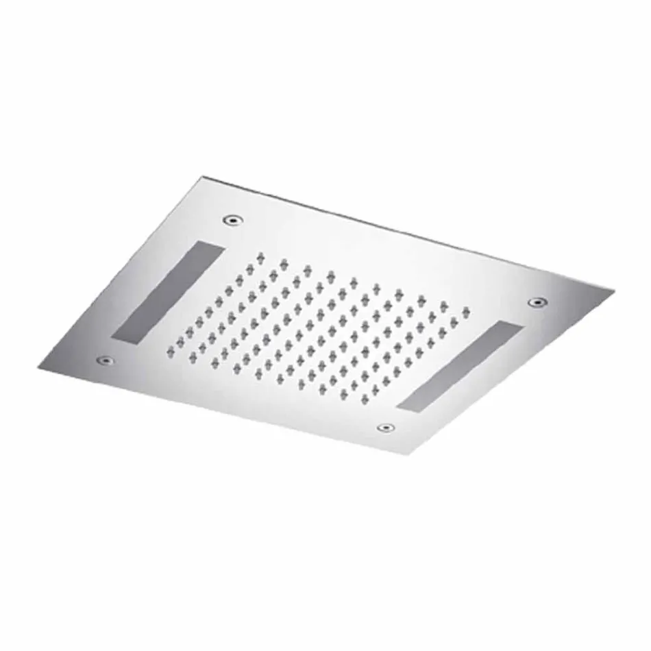 Cabezal de ducha cuadrado de acero inoxidable con cromoterapia Made in Italy - Bilbo Viadurini