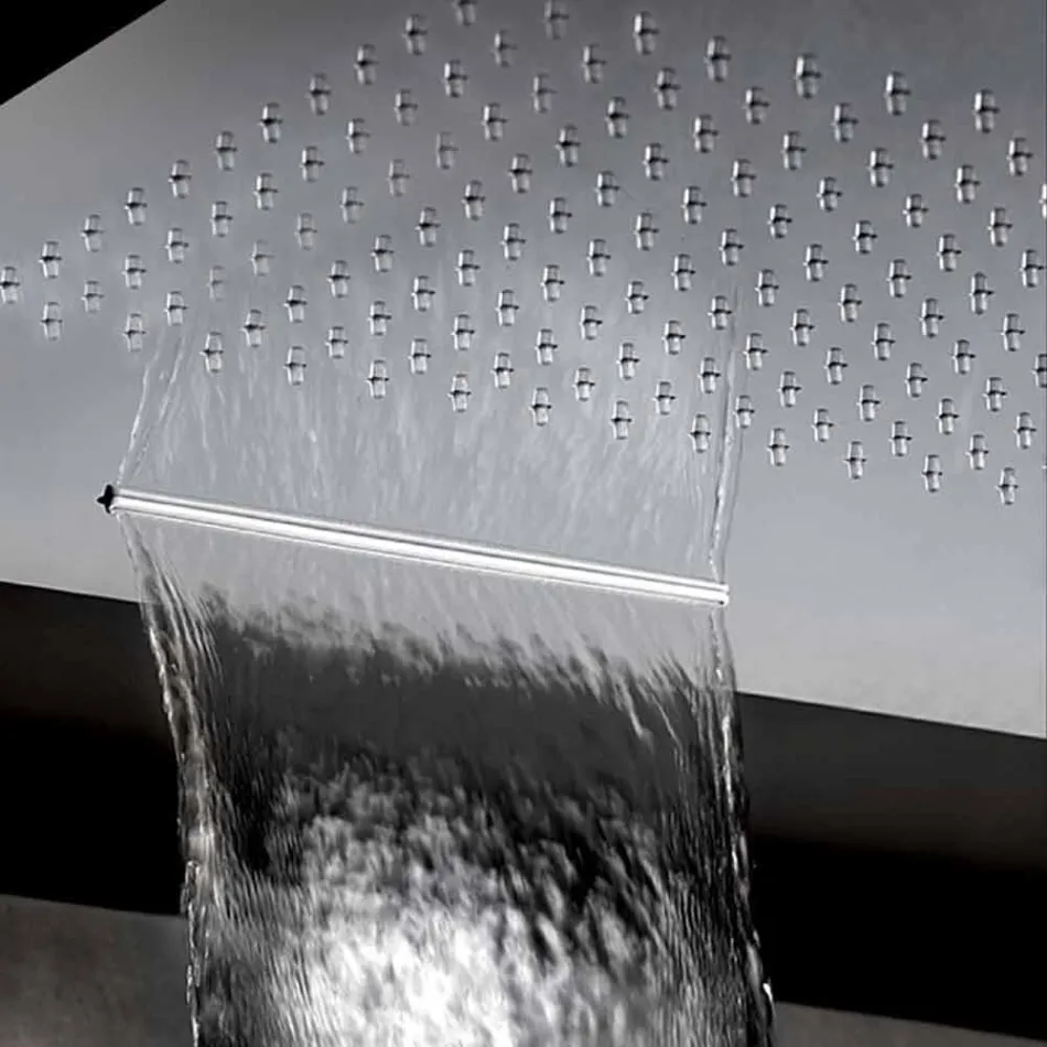 Cabezal de ducha cuadrado de acero inoxidable con doble chorro Made in Italy - Nello Viadurini