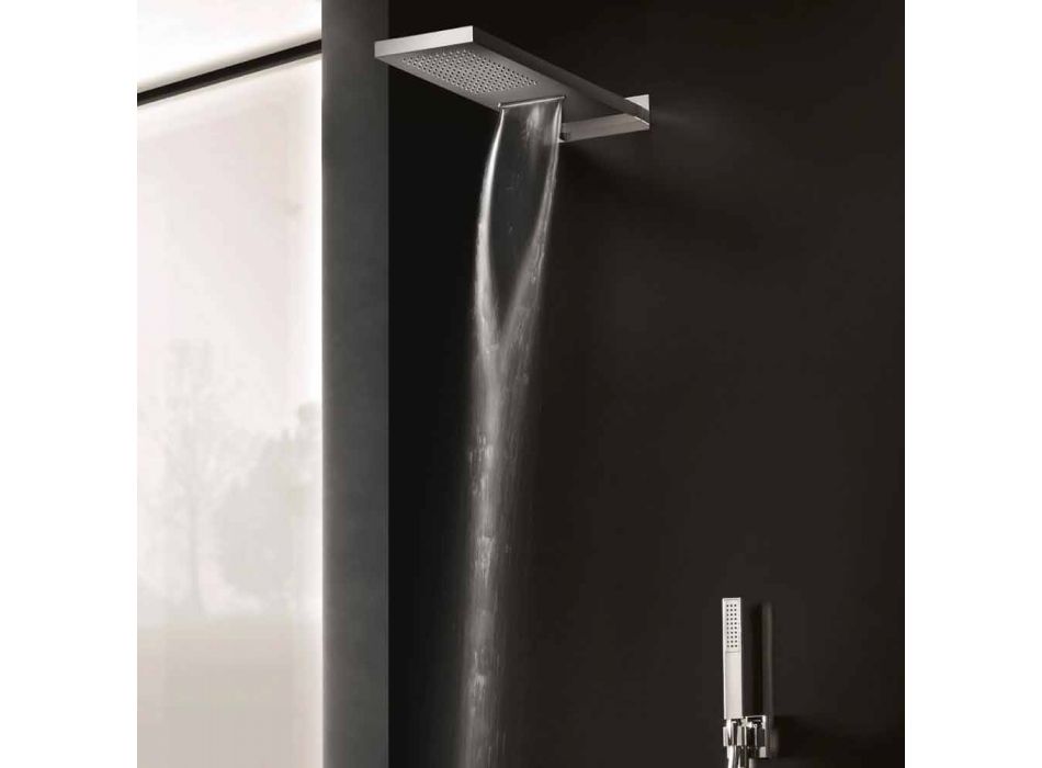 Cabezal de ducha de pared rectangular de acero inoxidable Made in Italy - Anito Viadurini