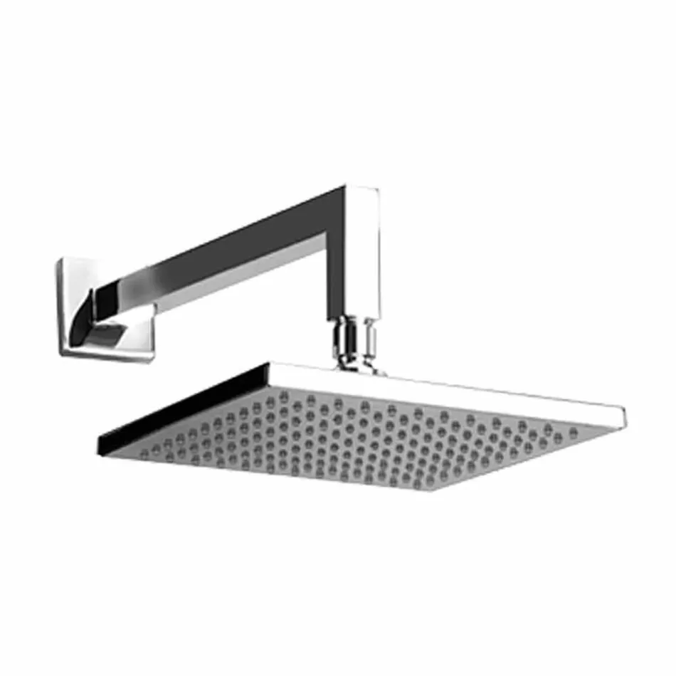 Cabezal de ducha cuadrado de acero con brazo de ducha de latón Made in Italy - Sespo Viadurini