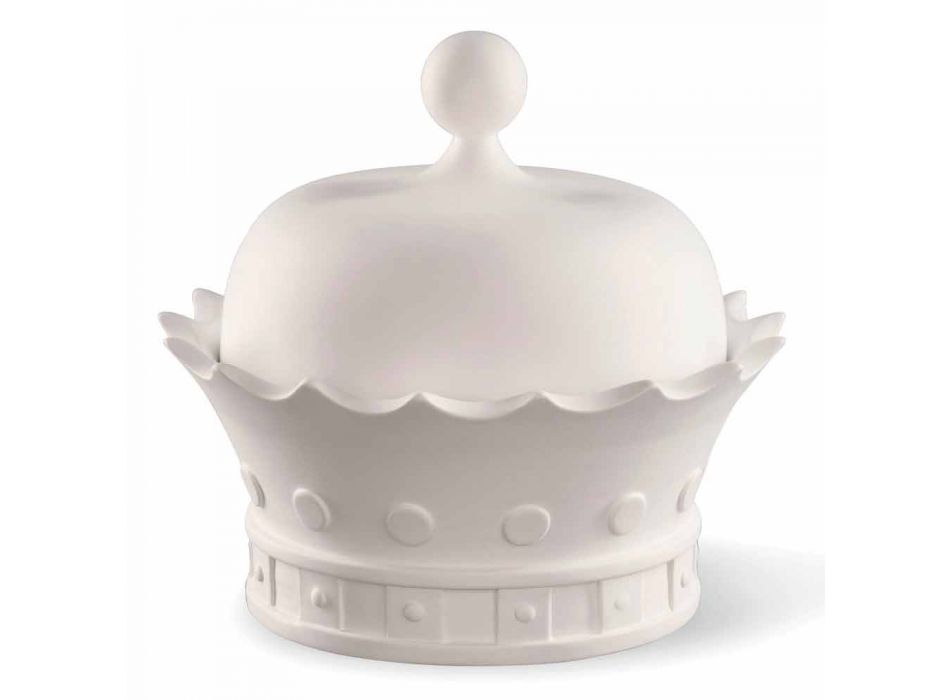 Adorno de cerámica hecho a mano en forma de corona Made in Italy - Kingo Viadurini
