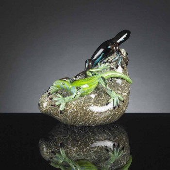 Adorno en forma de lagarto en vidrio coloreado Made in Italy - Certola