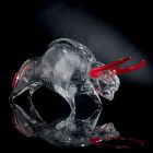 Adorno en forma de toro en vidrio rojo y transparente Made in Italy - Torero Viadurini