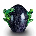 Adorno en forma de huevo con ranas en vidrio coloreado Made in Italy - Huevo