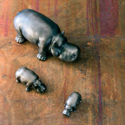 Adornos de cerámica en forma de hipopótamo, Made in Italy - Savage Viadurini