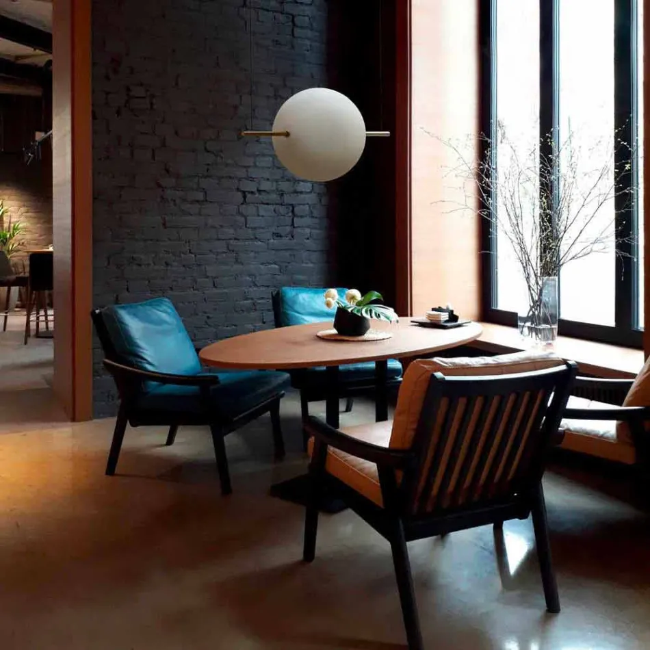 Suspensión de diseño en vidrio y latón con luz LED, 3 tamaños - Alma by Il Fanale Viadurini