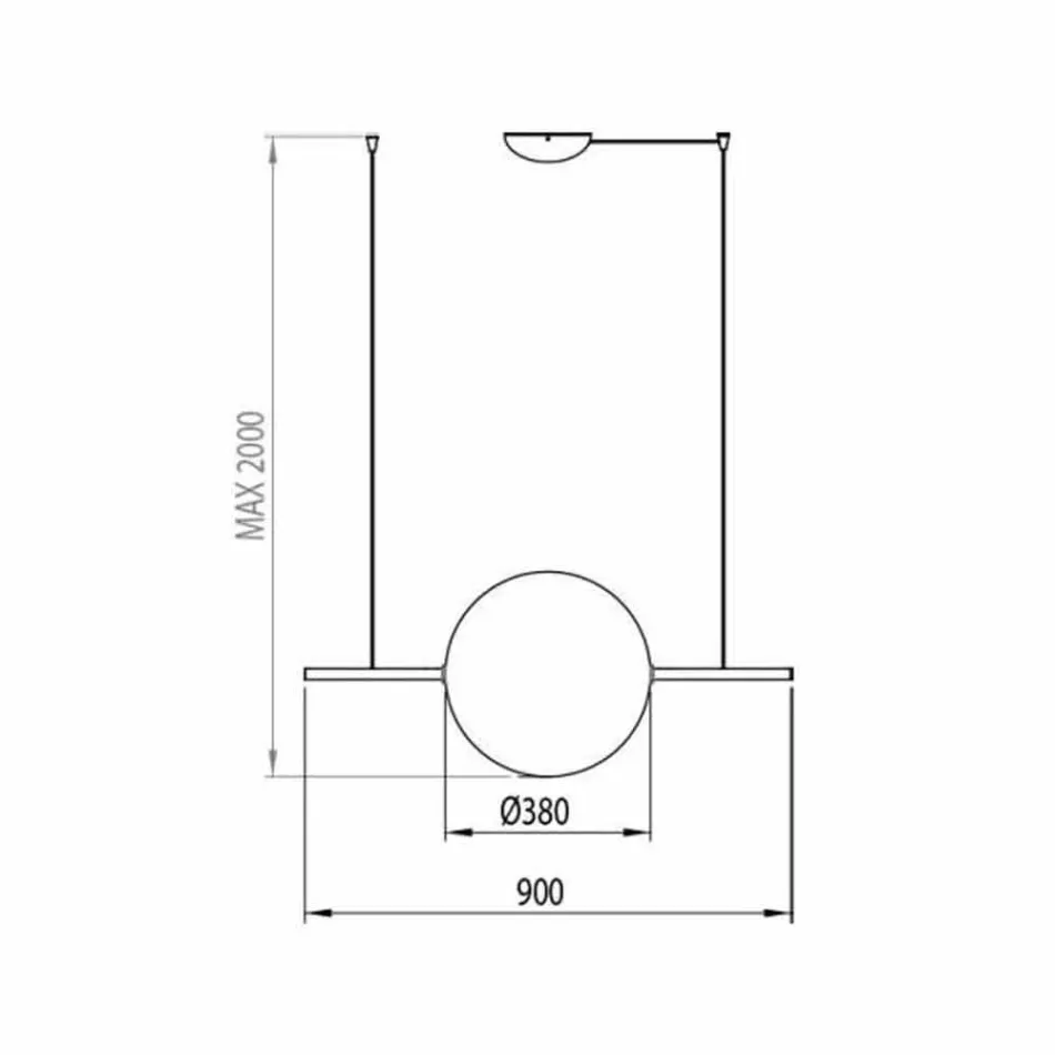 Suspensión de diseño en vidrio y latón con luz LED, 3 tamaños - Alma by Il Fanale Viadurini
