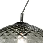 Lámpara colgante de dos luces con barra lineal en vidrio y metal, fabricada en Italia - Elisia Viadurini