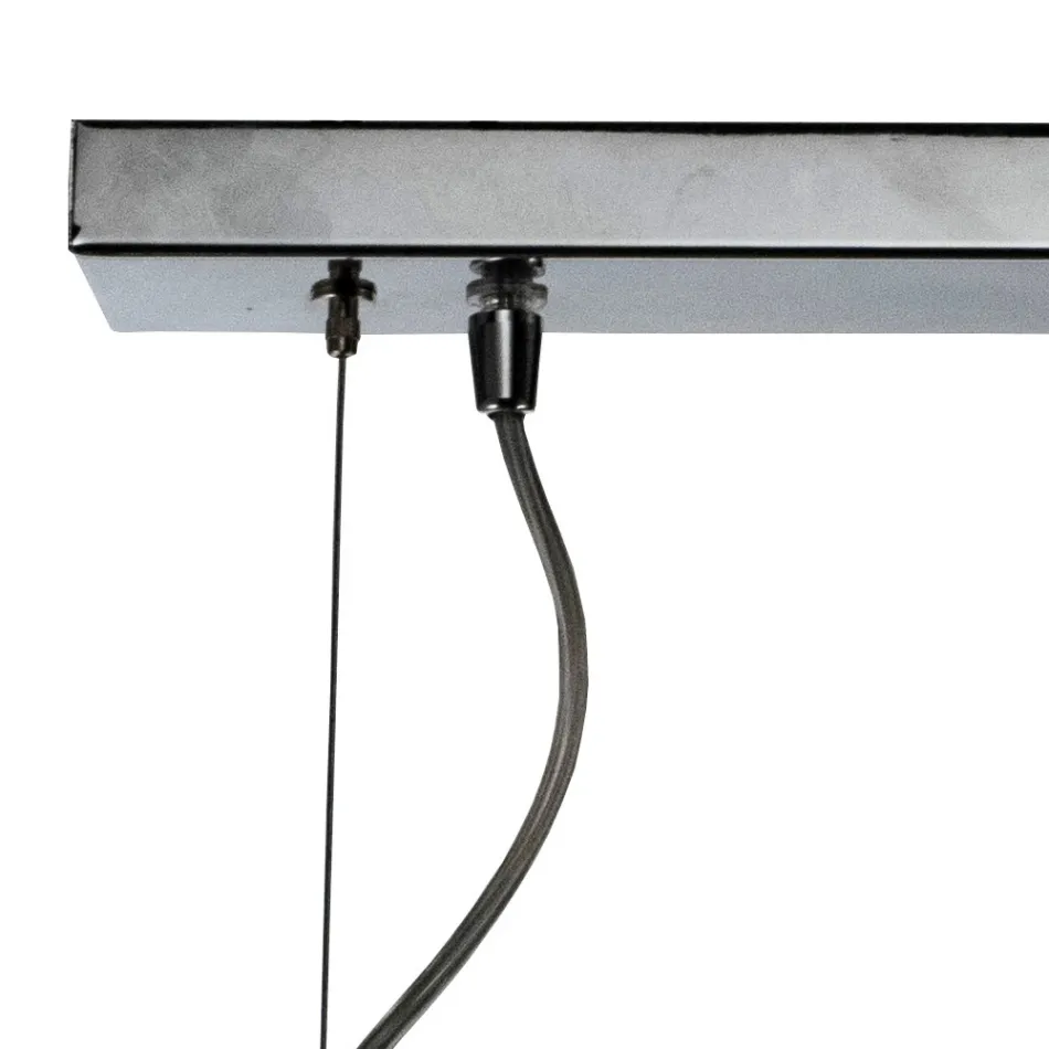 Lámpara colgante de dos luces con barra lineal en vidrio y metal, fabricada en Italia - Elisia Viadurini