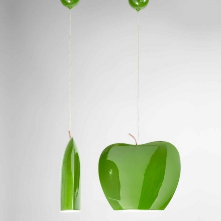 Suspensión en cerámica de diseño en forma de manzana - Frutas Aldo Bernardi Viadurini