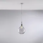 Lámpara colgante de hierro con cristal Pyrex, fabricada en Italia, para decoración de interiores - Amazonia Viadurini