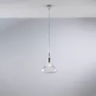 Lámpara colgante de hierro con cristal Pyrex, fabricada en Italia, para decoración de interiores - Corinto Viadurini
