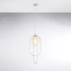 Lámpara colgante de hierro cromado con esfera, fabricada en Italia, para decoración de interiores - Oslo Viadurini